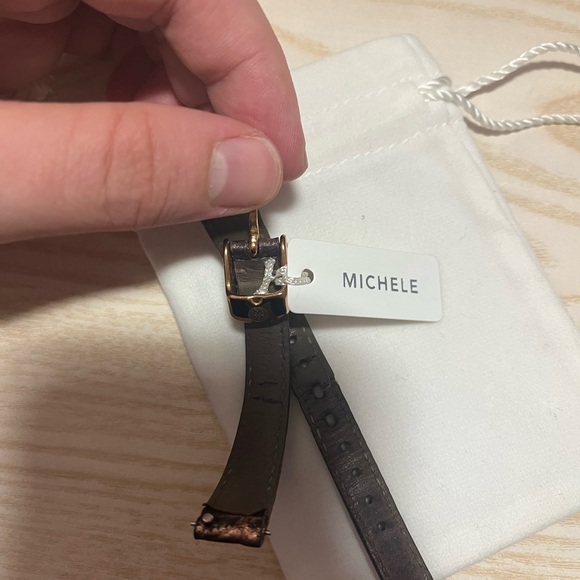 12mm Michele rose gold hardware watch band croc alligator style - Picture 2 of 3